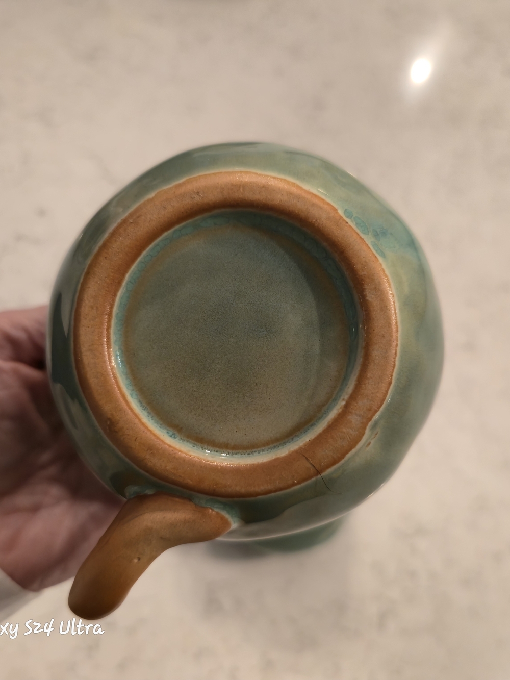 Source Unknown Green Blue Ceramic Mugs with Brown Handles - Set of 2 - Picture 6 of 9